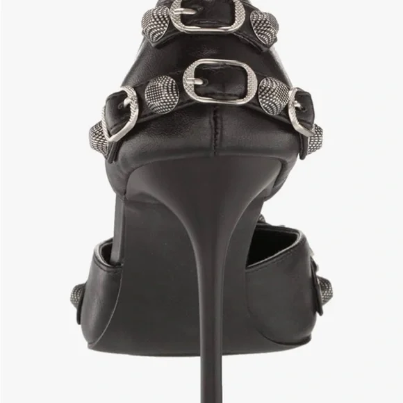 Steve Madden Dali Black Heels with Buckle Accents - Picture 3 of 6